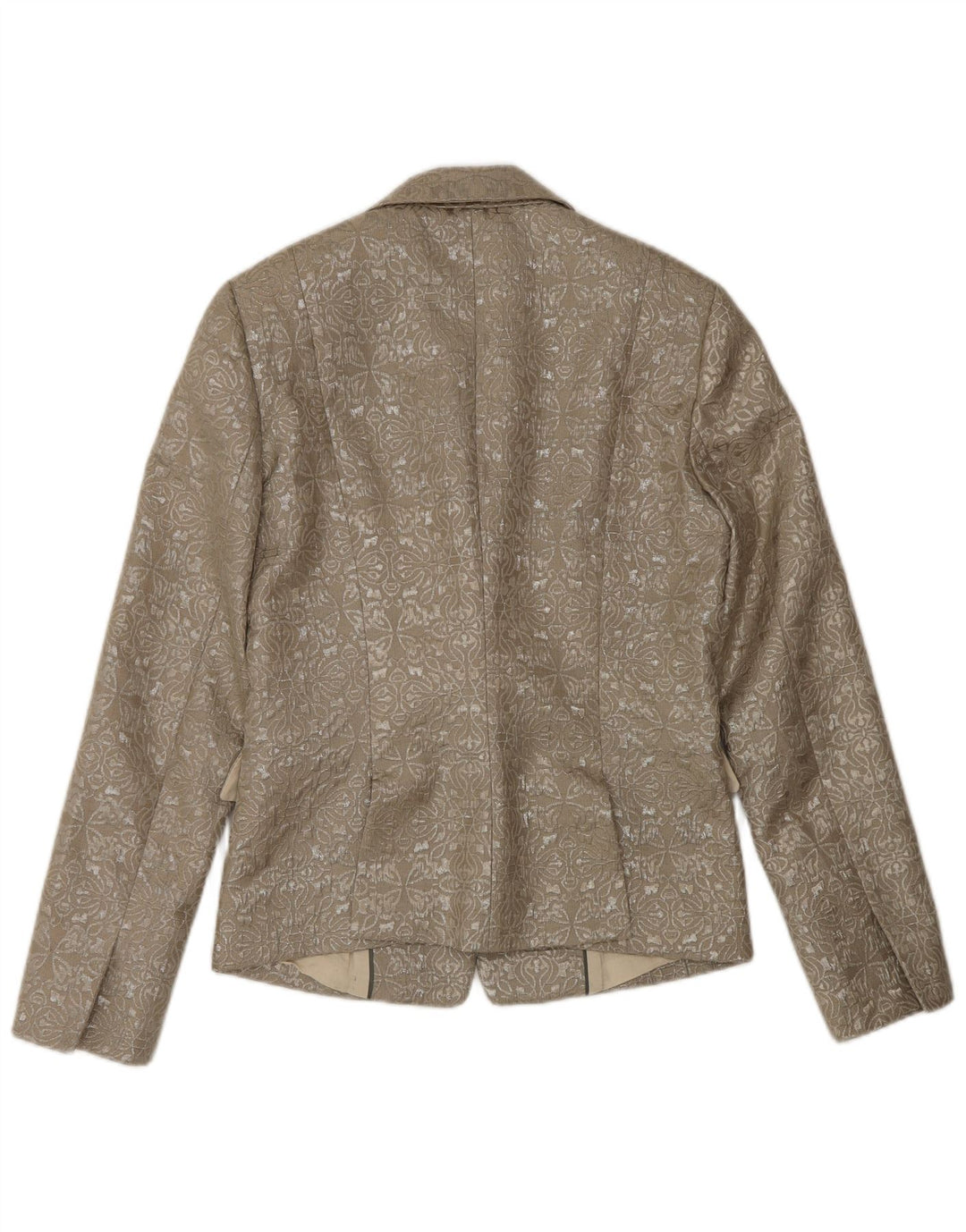 Stefanel Womens 1 Button Blazer Jacket EU 38 Medium Beige Paisley Polyester