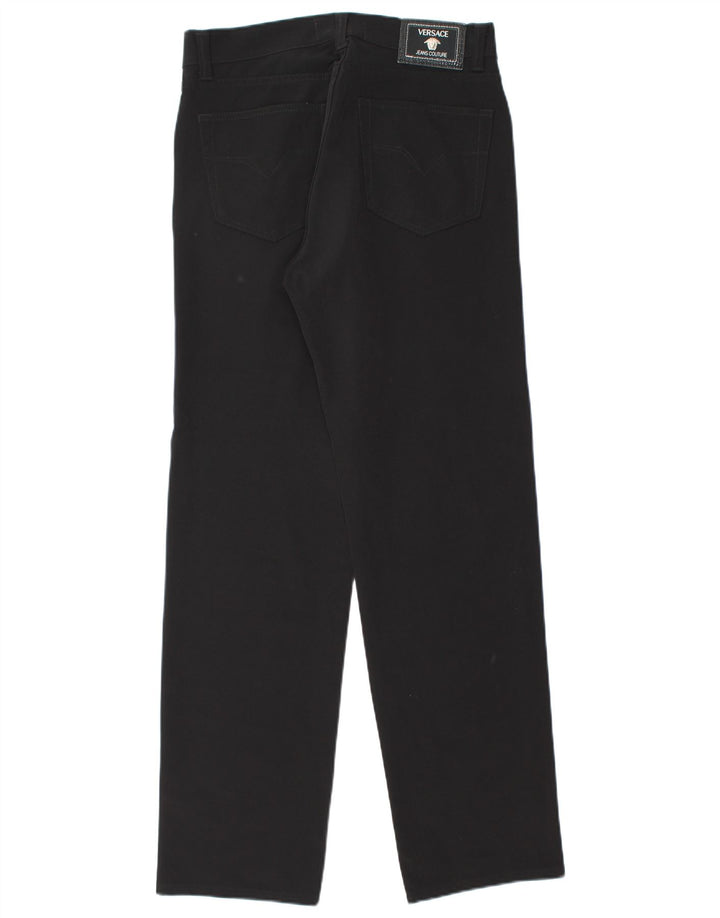 Versace Mens Straight Casual Trousers W33 L31 Black Polyamide