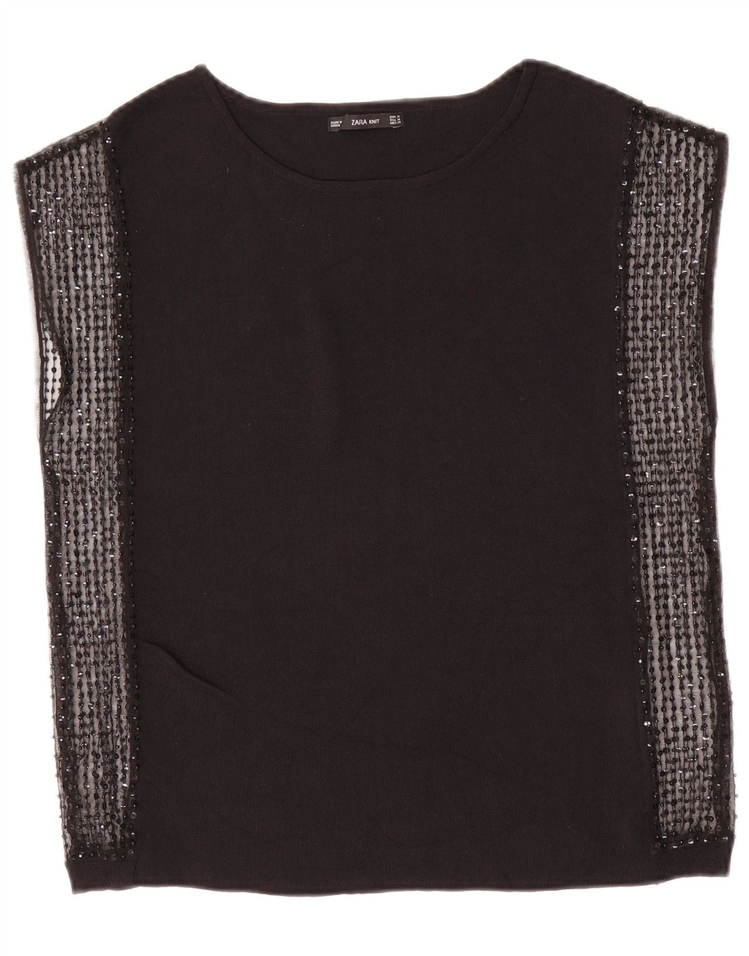 Zara Womens Sleeveless Blouse Top UK 12 Medium Black