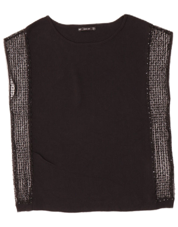 Zara Womens Sleeveless Blouse Top UK 12 Medium Black