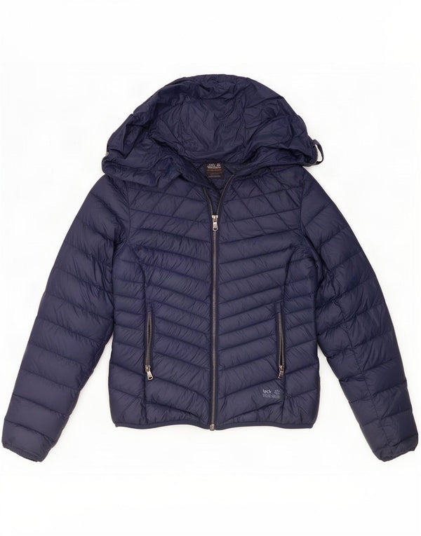 Jack Wolfskin Womens Padded Jacket UK 8/10 Small Navy Blue Nylon