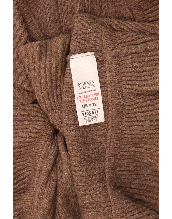 Marks & Spencer Womens Cardigan Sweater UK 12 Medium  Brown Cotton