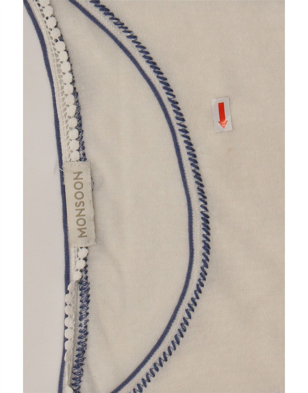 MONSOON Womens Blouse Top UK 16 Large Off White Floral Linen