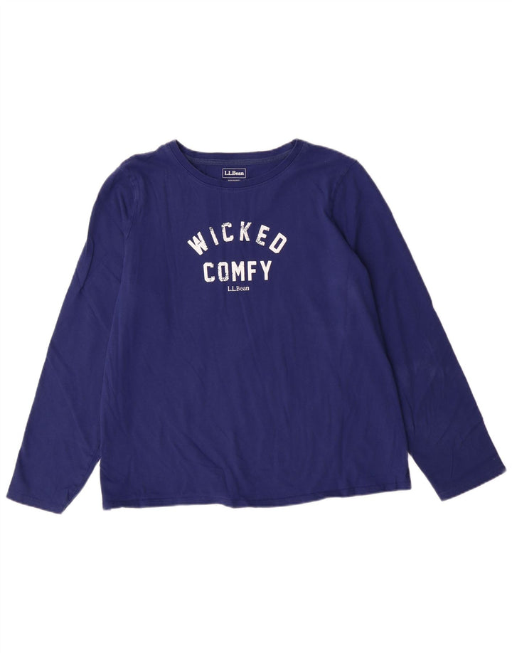 L.L.Bean Womens Graphic Top Long Sleeve UK 16 Large Blue