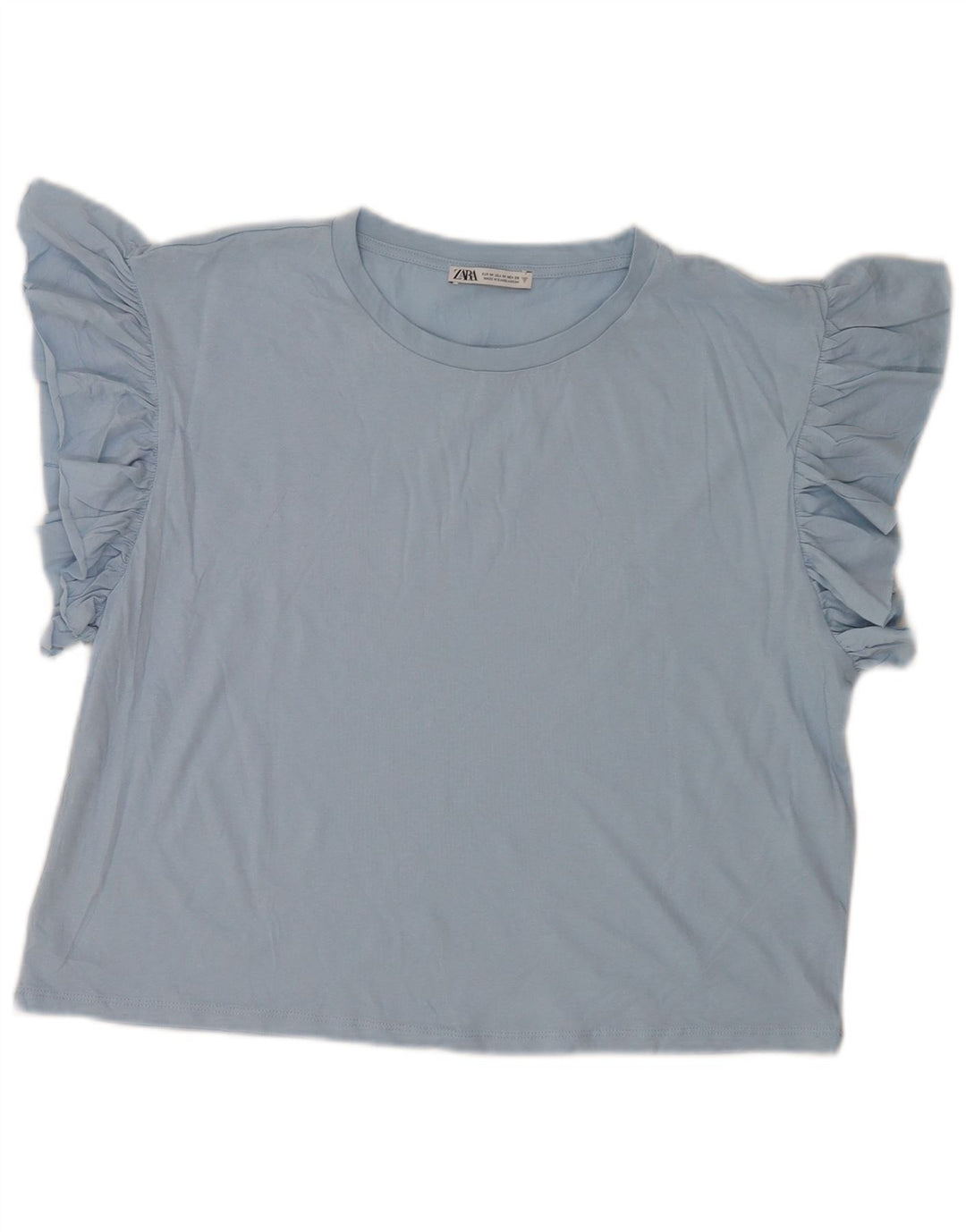 Zara Womens Blouse Top UK 14 Medium Blue Cotton