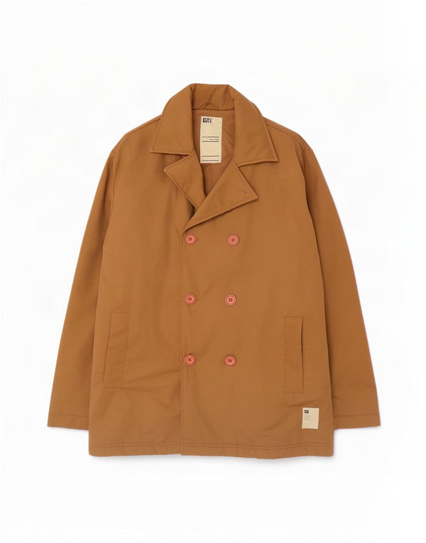Caterpillar Mens Pea Coat UK 38 Medium Beige Polyester