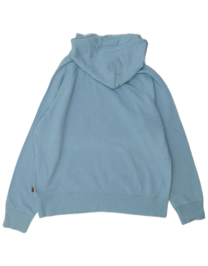 LEVI'S Womens Oversized Graphic Hoodie Jumper UK 10 Small Blue Cotton