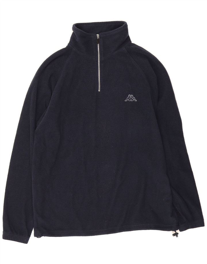KAPPA Mens Zip Neck Fleece Jumper XL Navy Blue Polyester Vintage Kappa and Second-Hand Kappa from Messina Hembry 