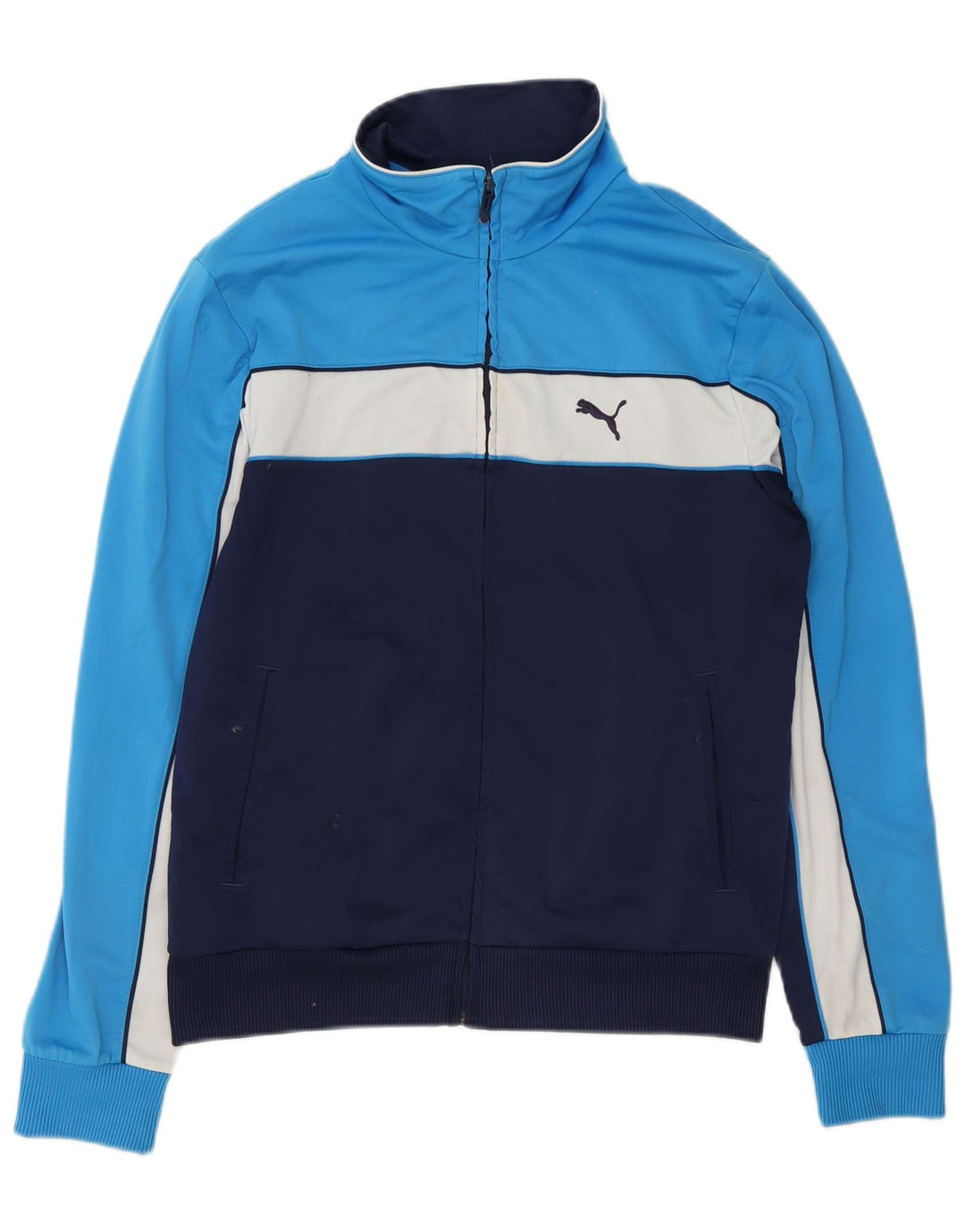 Puma Mens Tracksuit Top Jacket Medium Navy Blue Colourblock