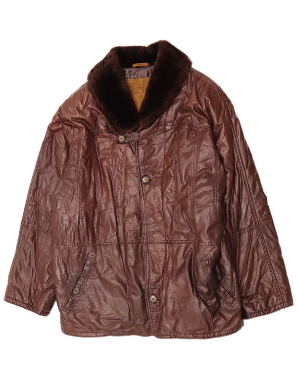 Douglas Mens Leather Jacket EU 52 XL Brown Classic