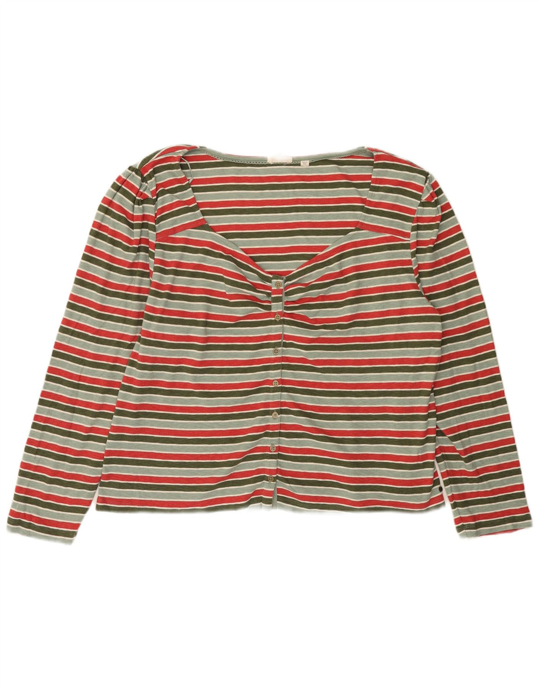 Fat Face Womens Crop Shirt Blouse UK 24 4XL Green Striped Cotton
