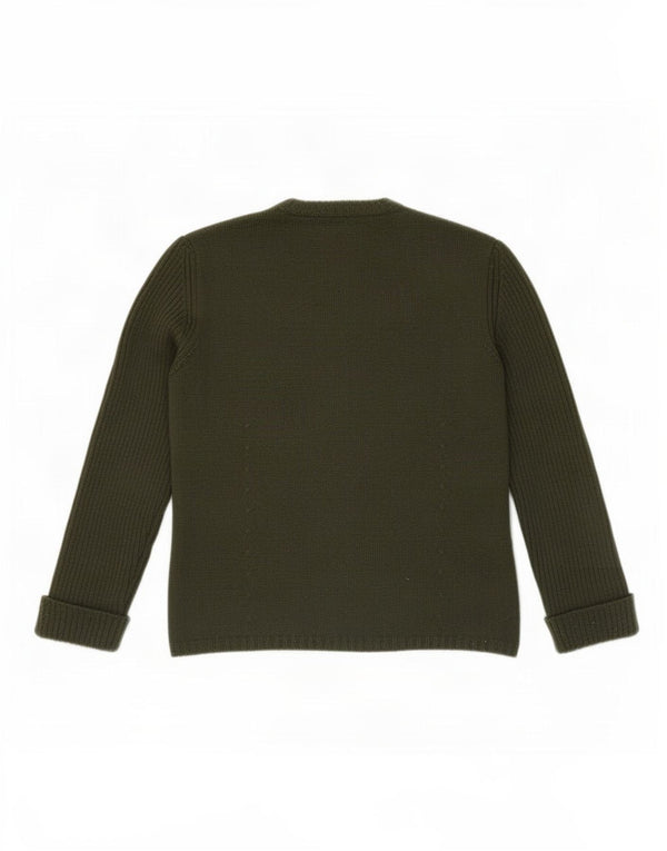 Zara Womens 3/4 Sleeve Cardigan Sweater UK 12 Medium Green Acrylic
