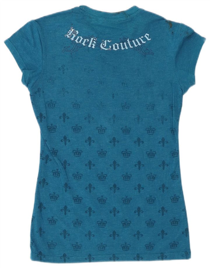 HARD ROCK CAFE Womens San Diego Graphic T-Shirt Top UK 8 Small Blue Cotton