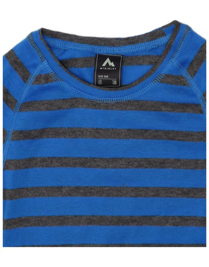 MCKINLEY Boys Top Long Sleeve 5-6 Years Blue Striped Polyester Vintage McKinley and Second-Hand McKinley from Messina Hembry 