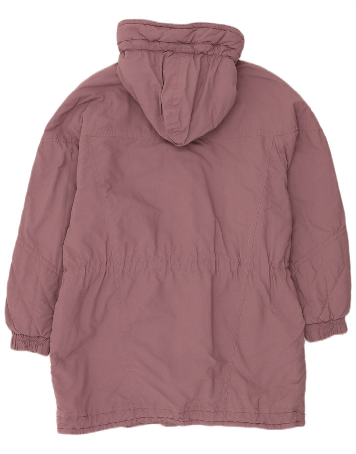 VINTAGE Womens Hooded Windbreaker Coat EU 42 Large Purple Polyester