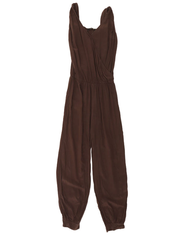 Vintage Womens Sleeveless Jumpsuit IT 44 Medium Brown Silk