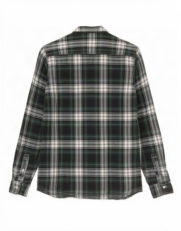 PEPE Jeans Womens Flannel Shirt UK 14 Medium Green Check Cotton