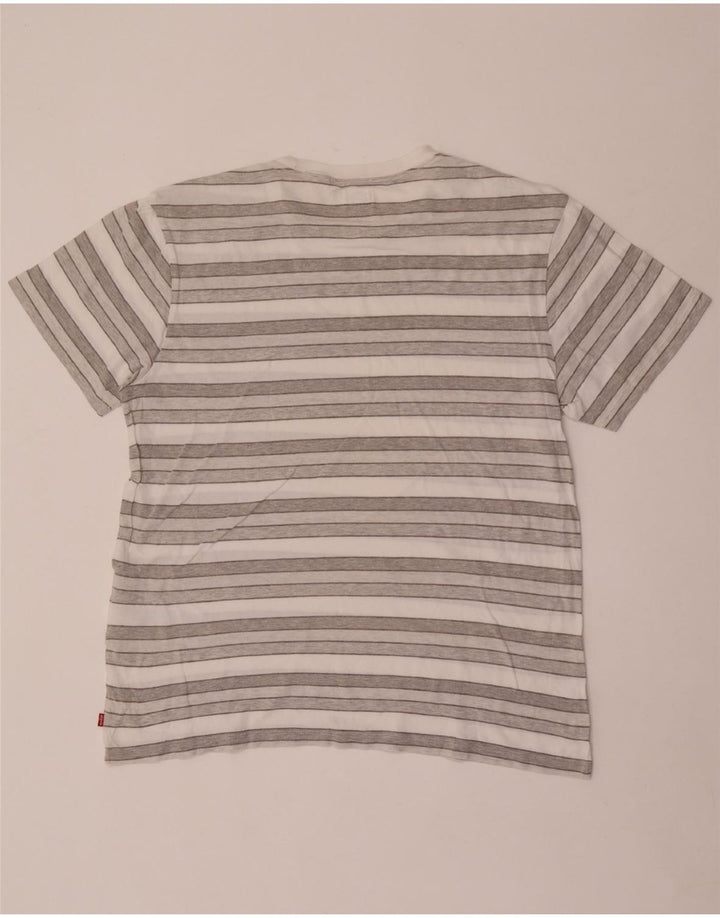 Levi's Mens T-Shirt Top Large Grey Striped Cotton