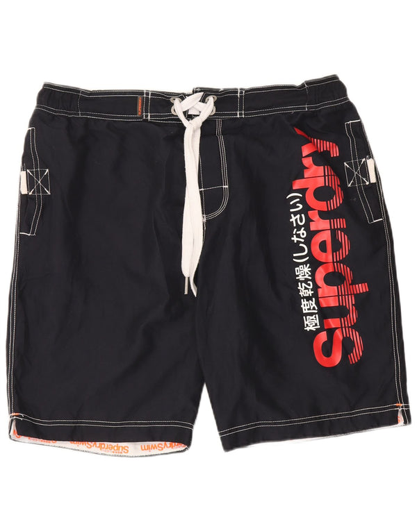 Superdry Mens Graphic Swimming Shorts 2XL  Black Polyester
