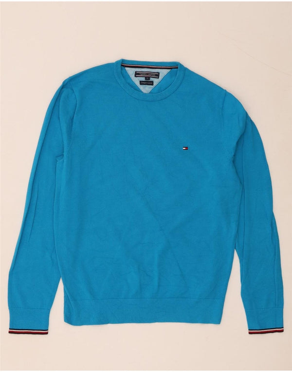 Tommy Hilfiger Mens Crew Neck Jumper Sweater Medium Blue Cotton