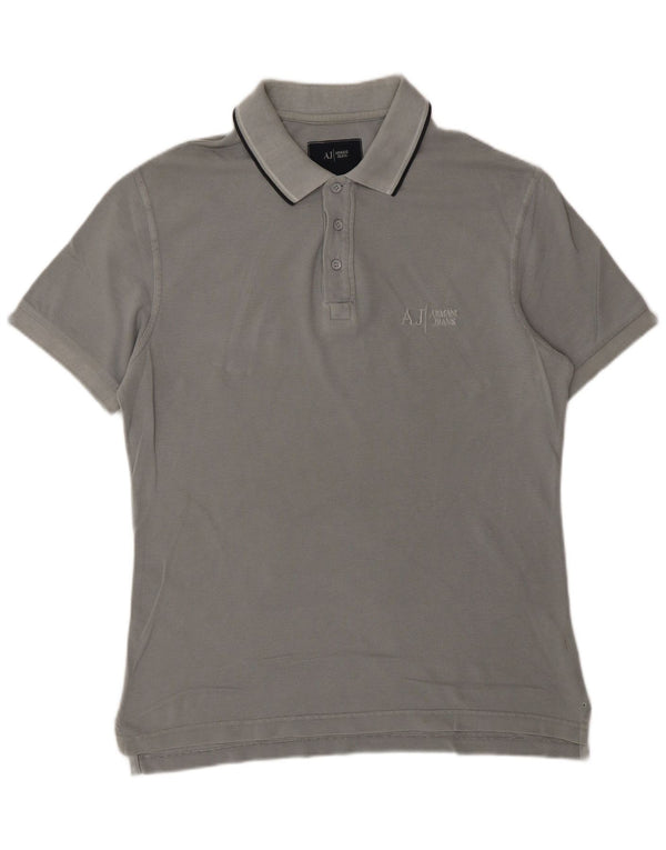 ARMANI JEANS Mens Polo Shirt Medium Grey Cotton