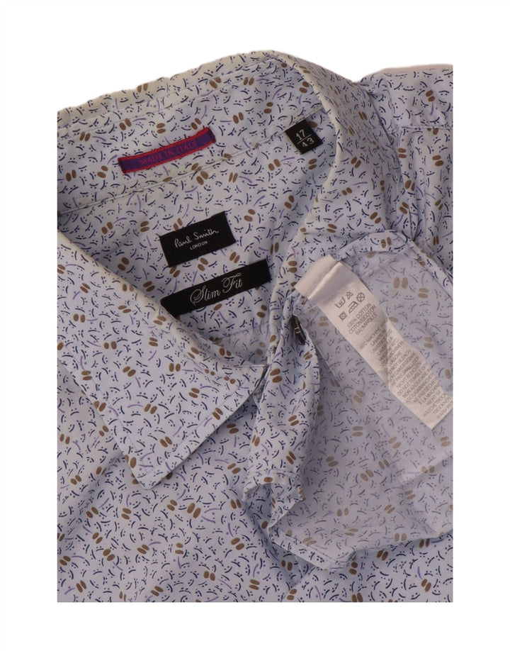 Paul Smith Mens Abstract Pattern Slim Fit Shirt Size 43 17 Medium Blue