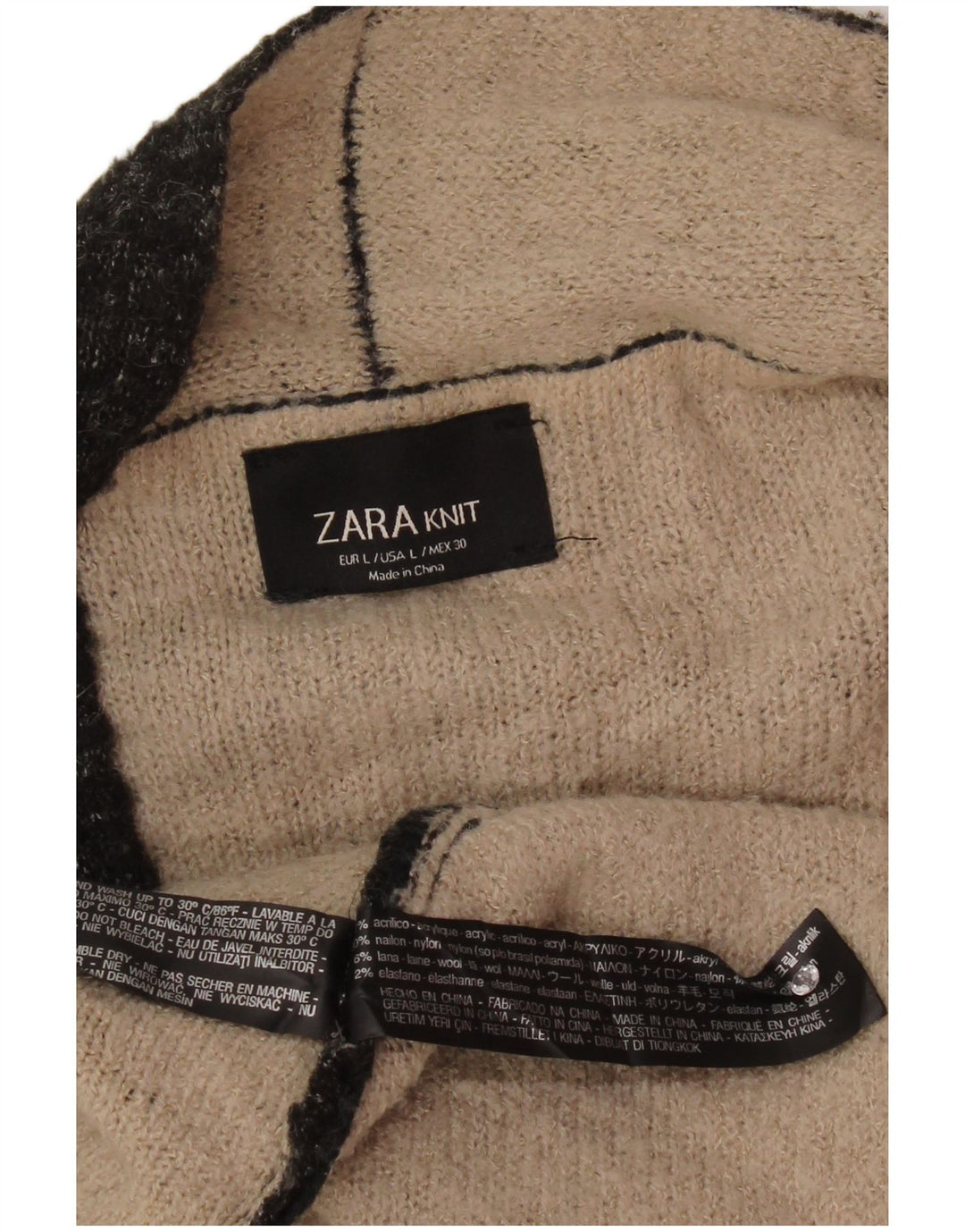 Zara Womens Open Cardigan Sweater UK 16 Large Black Acrylic