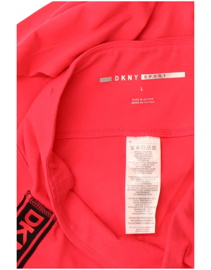 DKNY Womens Graphic Capri Leggings UK 16 Large  Pink Colourblock Cotton