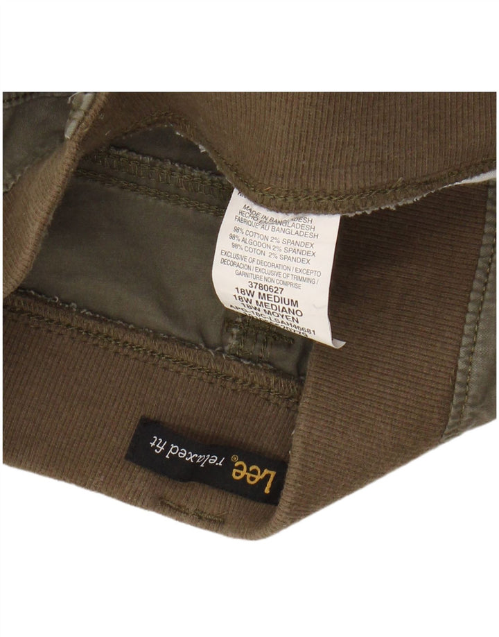LEE Womens Relaxed Fit Cargo Shorts US 18 2XL W40  Khaki Cotton