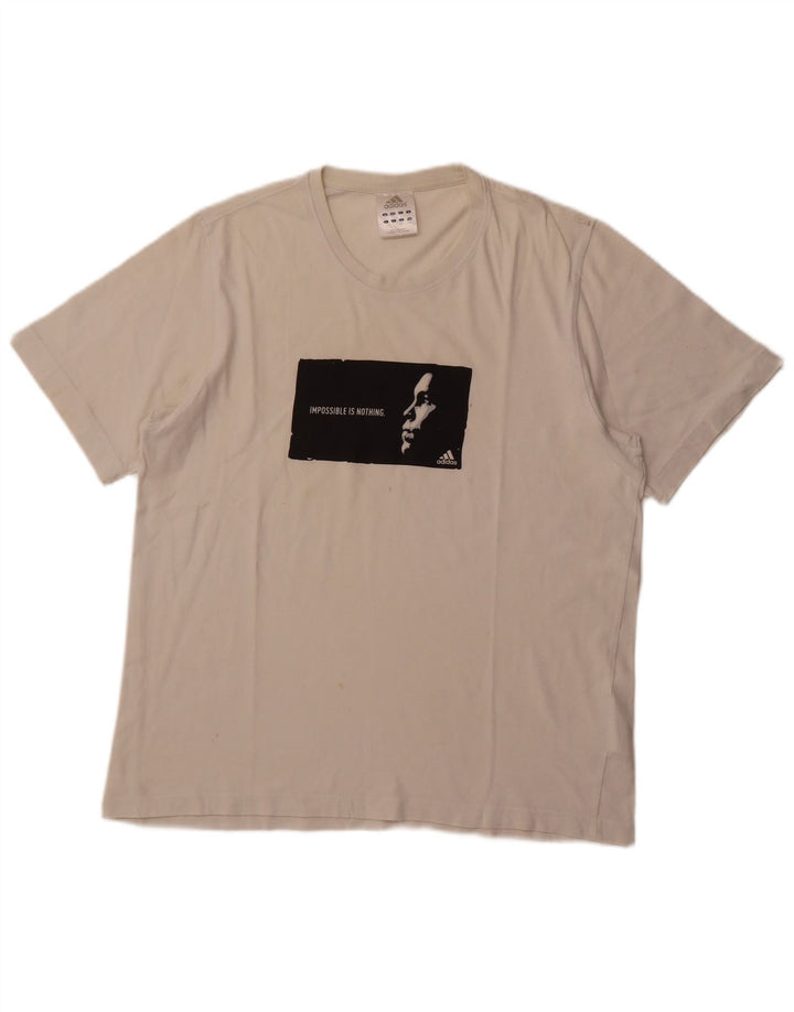 ADIDAS Mens Graphic T-Shirt Top Large White Cotton