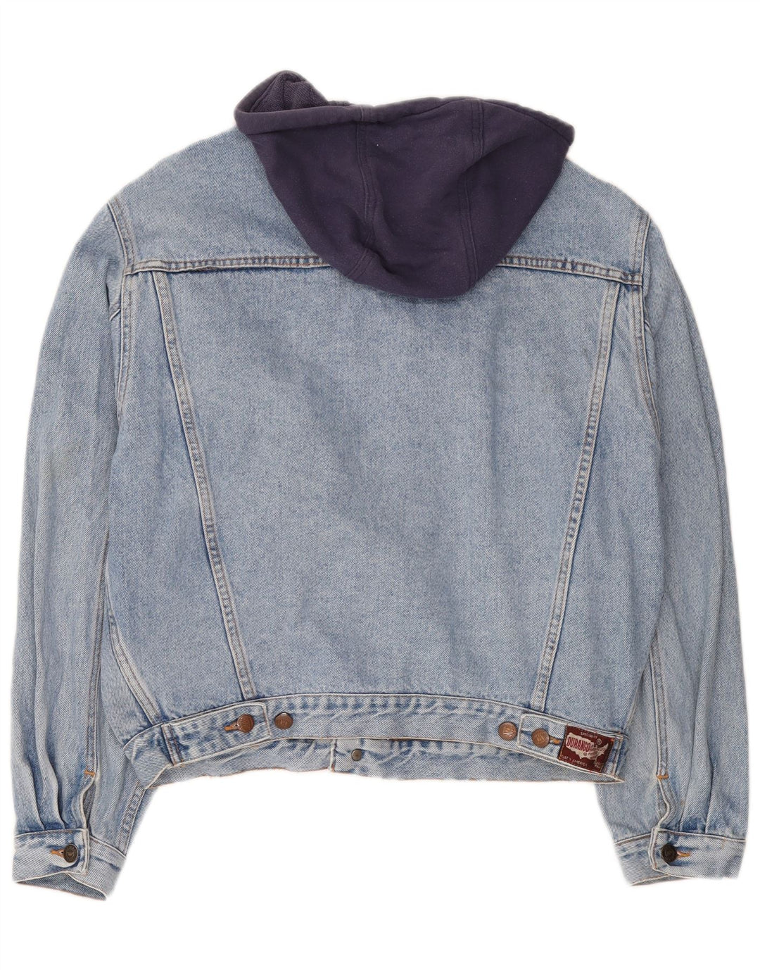 DURANGO Mens Hooded Denim Jacket UK 40 Large Blue Colourblock Cotton
