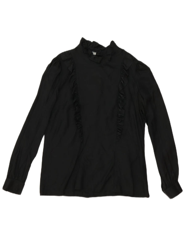 Primavera Firenze Womens Long Sleeve Oversized Blouse Top US 3 XS Black