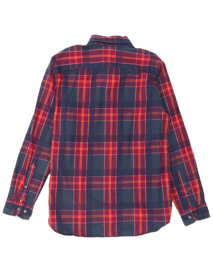TOMMY HILFIGER Mens Regular Fit Shirt Large Navy Blue Check