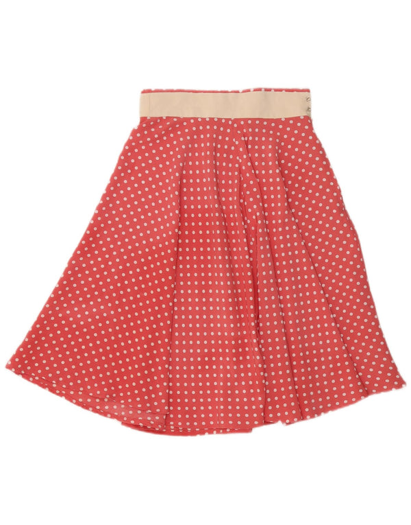 Vintage Womens A-Line Skirt W25 XS Pink Polka Dot