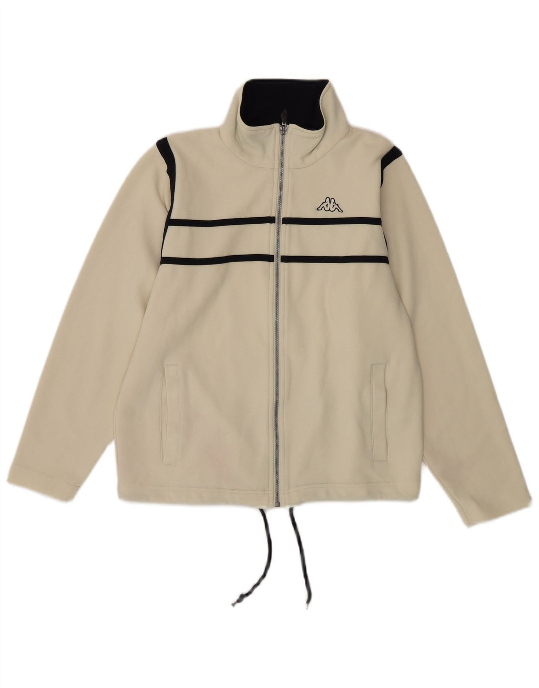 KAPPA Womens Tracksuit Top Jacket UK 14 Medium White Striped Polyester