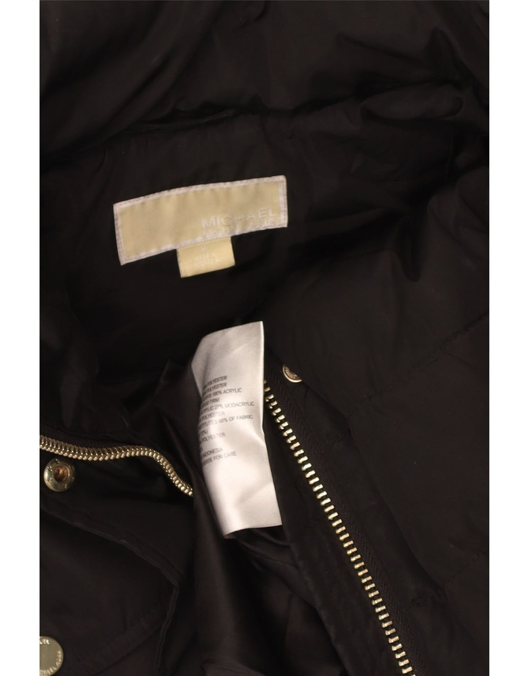 Michael Kors Womens Hooded Padded Coat UK 14 Medium Black Polyester