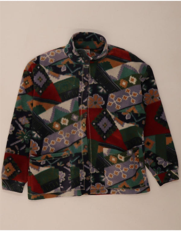 Vintage Womens Fleece Jacket UK 14 Medium Multicoloured Geometric