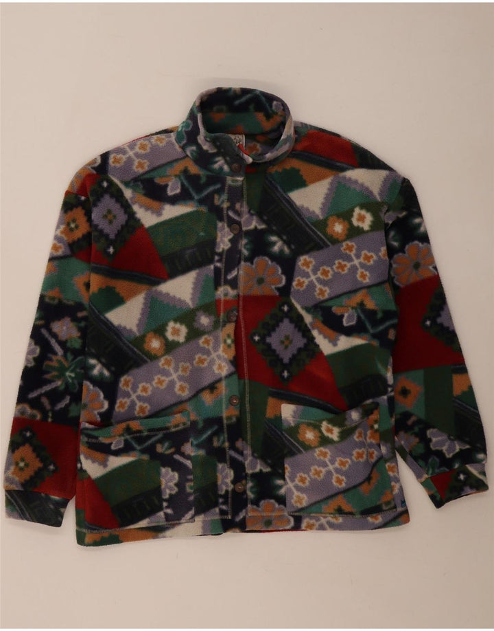 Vintage Womens Fleece Jacket UK 14 Medium Multicoloured Geometric