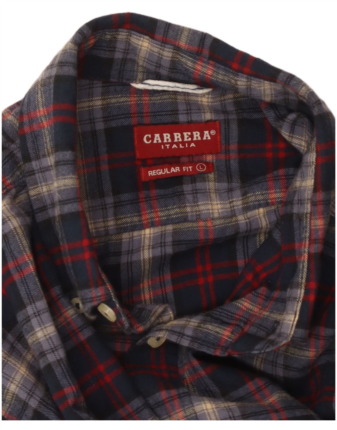 CARRERA Mens Regular Fit Flannel Shirt Large Navy Blue Check