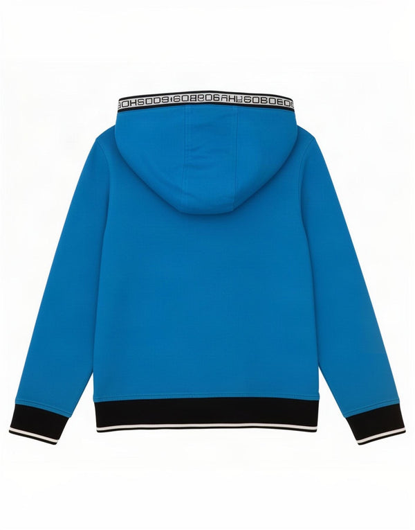 Hugo Boss Boys Zip Hoodie Sweater 5-6 Years Blue Colourblock Cotton