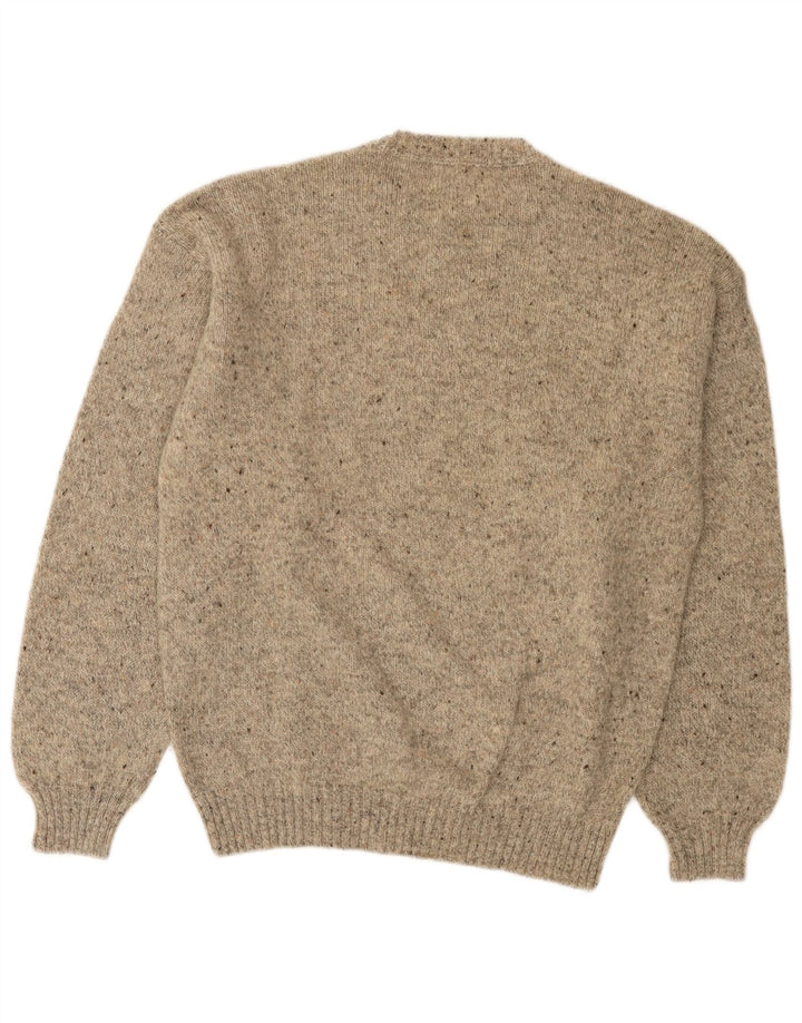 Les Copains Mens Crew Neck Jumper Sweater IT 50 Medium Grey Flecked Wool