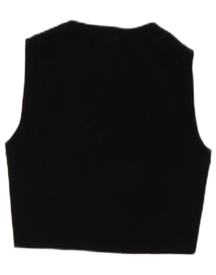 Zara Womens Crop Vest Top UK 12 Medium Black Viscose