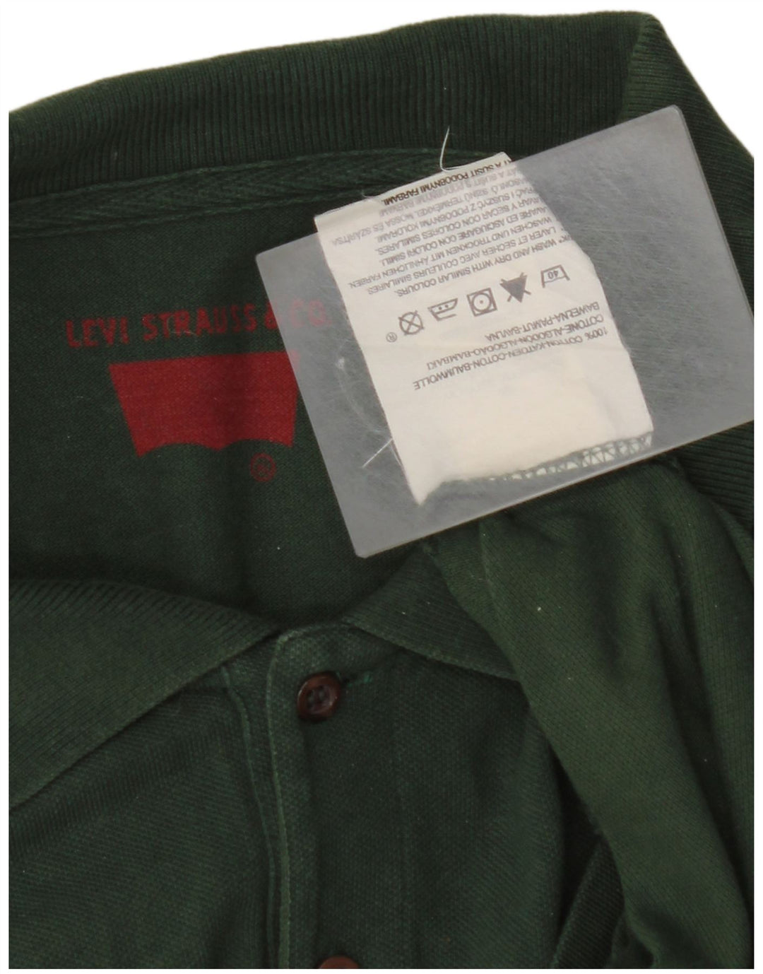 LEVI'S Mens Long Sleeve Polo Shirt Large Green Cotton