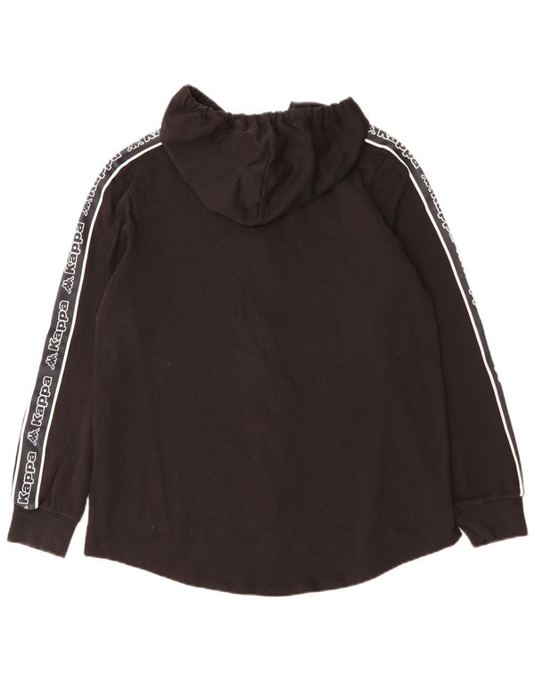 KAPPA Womens Tezenis Graphic Zip Hoodie Sweater UK 14 Large Black Cotton