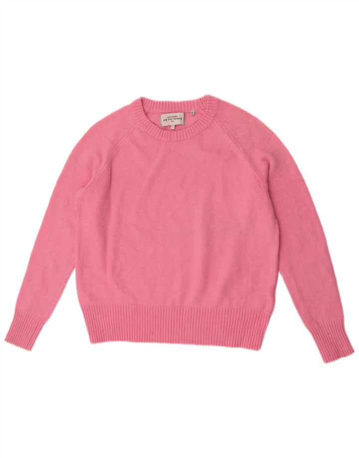 Superdry Womens Crew Neck Jumper Sweater UK 14 Medium Pink