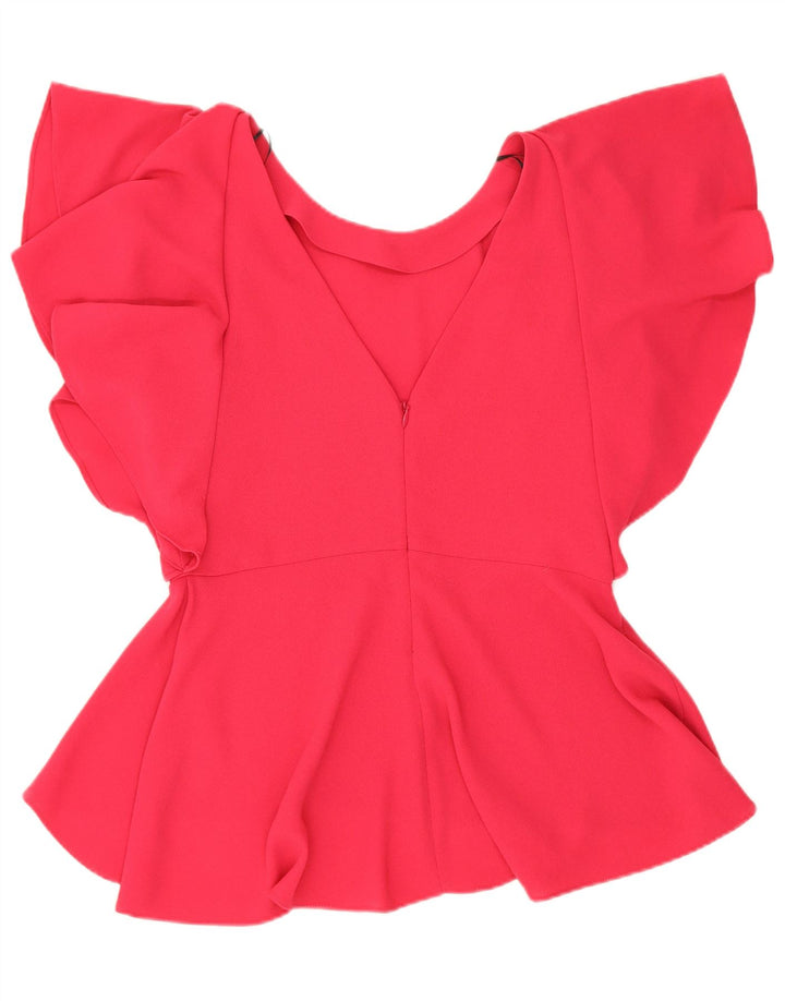 Zara Womens Blouse Top UK 12 Medium Pink Polyester