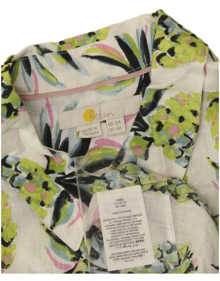 BODEN Womens Oversized Longline Abstract Pattern Shirt UK 8 Small Green