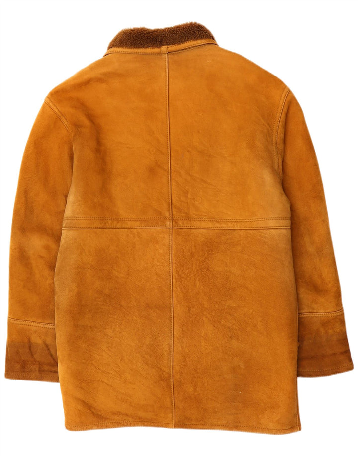 Vintage Mens Shearling Overcoat IT 46 Small Brown Shearling