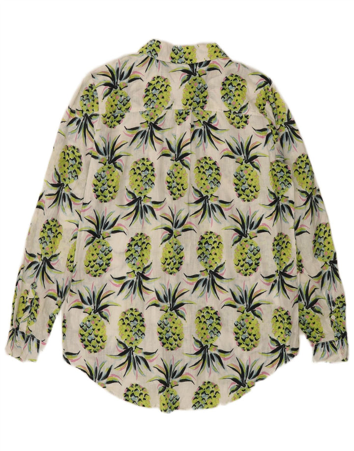 BODEN Womens Oversized Longline Abstract Pattern Shirt UK 8 Small Green