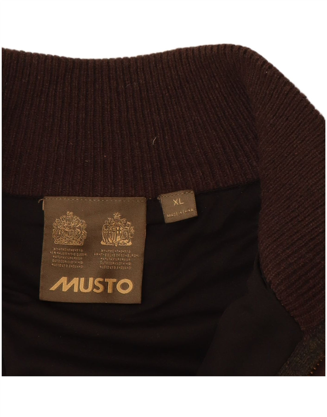 MUSTO Mens Zip Neck Jumper Sweater XL Brown Lambswool